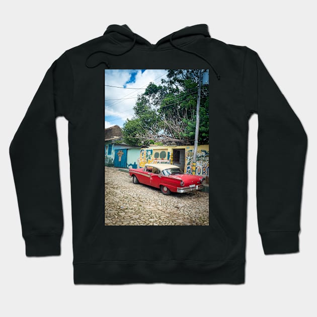 American car from the 50's in Trinidad, Cuba Hoodie by connyM-Sweden